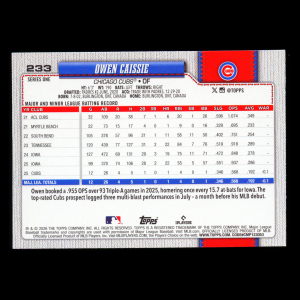 Owen Caissie RC 2026 Topps Rookie Cubs