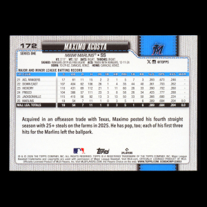 Maximo Acosta RC 2026 Topps Rookie Marlins