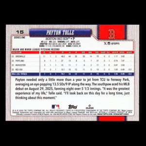 Payton Tolle RC 2026 Topps Rookie Red Sox