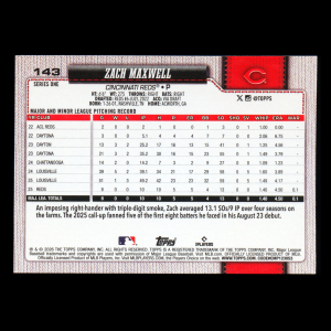 Zach Maxwell RC 2026 Topps Rookie Reds