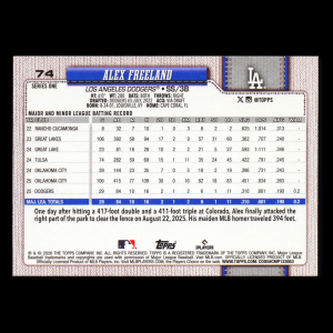 Alex Freeland RC 2026 Topps Rookie Dodgers