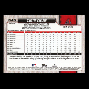 Tristin English RC 2026 Topps Rookie Diamondbacks