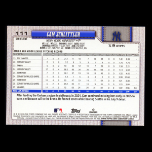Cam Schlittler RC 2026 Topps Rookie Yankees