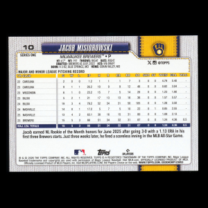 Jacob Misiorowski RC 2026 Topps Rookie Brewers