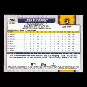 Jacob Misiorowski RC 2026 Topps Rookie Brewers