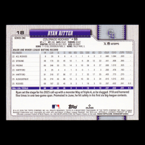 Ryan Ritter RC 2026 Topps Rookie Rockies