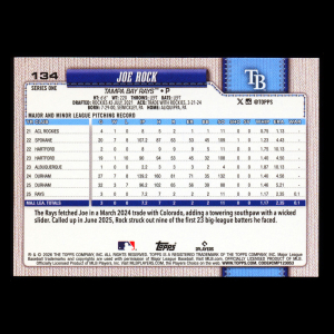 Joe Rock RC 2026 Topps Rookie Rays