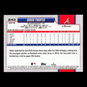 Didier Fuentes RC 2026 Topps Rookie Braves