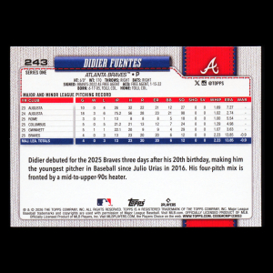 Didier Fuentes RC 2026 Topps Rookie Braves