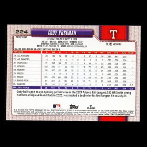 Cody Freeman RC 2026 Topps Rookie Rangers