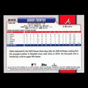 Didier Fuentes RC 2026 Topps Rookie Braves