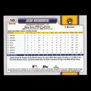 Jacob Misiorowski RC 2026 Topps Rookie Brewers