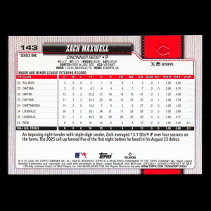 Zach Maxwell RC 2026 Topps Rookie Reds