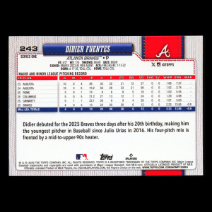 Didier Fuentes RC 2026 Topps Rookie Braves