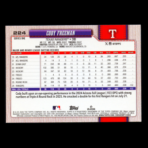 Cody Freeman RC 2026 Topps Rookie Rangers