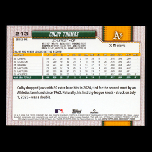 Colby Thomas RC 2026 Topps Rookie Athletics