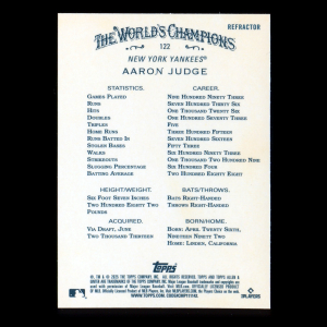 Aaron Judge 2025 Topps Allen and Ginter Chrome Refractors Yankees