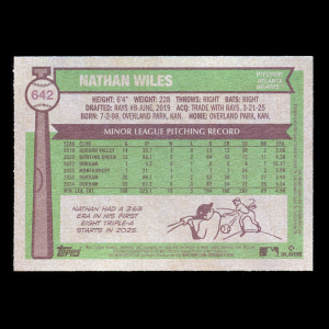 Nathan Wiles RC 2025 Topps Heritage Rookie Braves
