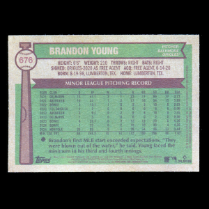 Brandon Young RC 2025 Topps Heritage Rookie Orioles