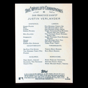 Justin Verlander 2025 Allen & Ginter Giants