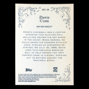 David Cone 2025 Topps Allen and Ginter Wicked Curves Yankees