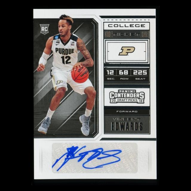 Vincent Edwards RC 2018 Contenders Draft Picks College Ticket Rookie Auto Canton Charge/Boilermakers
