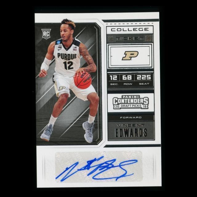 Vincent Edwards RC 2018 Contenders Draft Picks College Ticket Rookie Auto Canton Charge/Boilermakers
