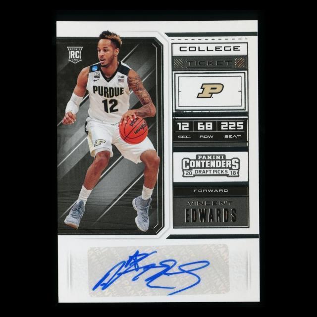 Vincent Edwards RC 2018 Contenders Draft Picks College Ticket Rookie Auto Canton Charge/Boilermakers