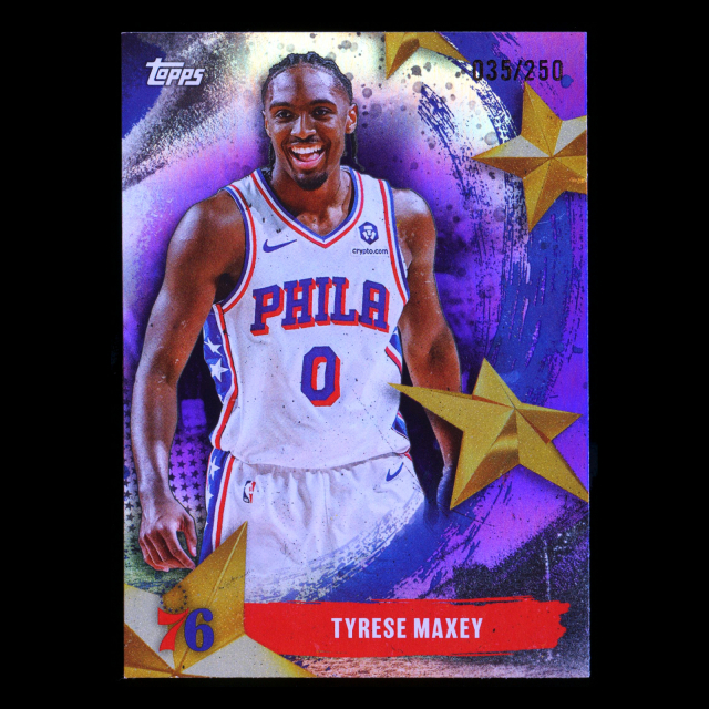 Tyrese Maxey 2025-26 Topps Stars of the NBA Purple Rainbow 76ers 035/250
