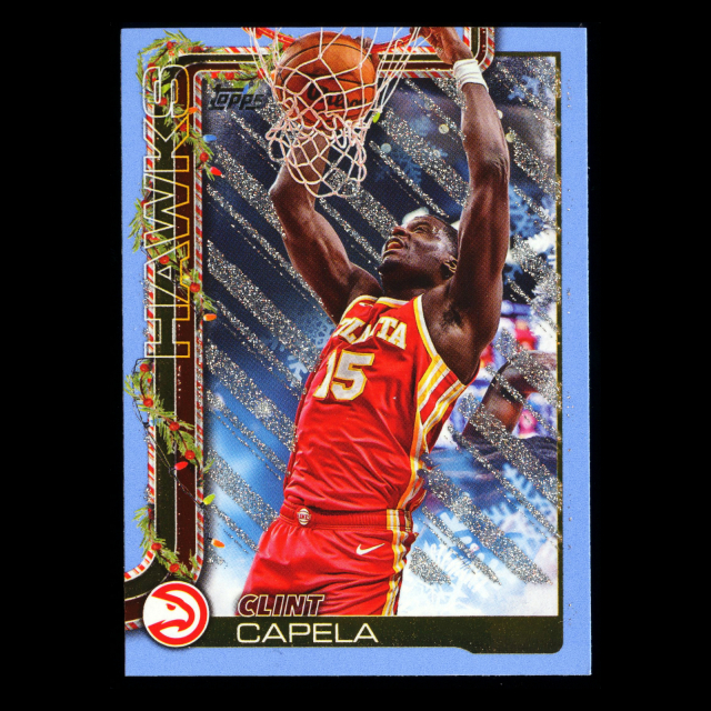 Clint Capela 2025-26 Topps Holiday Light Blue and White Glitter Holiday Hawks