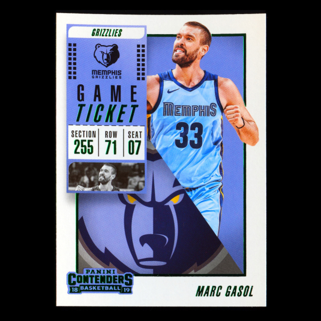 Marc Gasol 2018-19 Panini Contenders Game Ticket Green Grizzlies