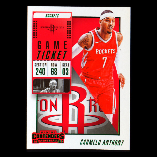 Carmelo Anthony 2018-19 Panini Contenders Game Ticket Green Rockets