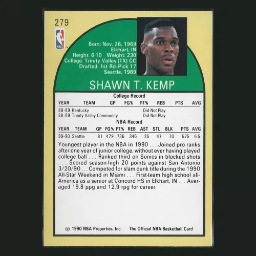 Shawn Kemp RC 1990-91 Hoops Rookie Supersoncis