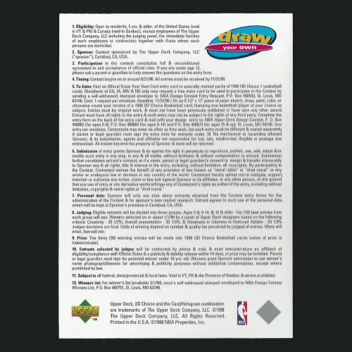 Michael Jordan 1998-99 UD Choice Draw Your Own Card Bulls