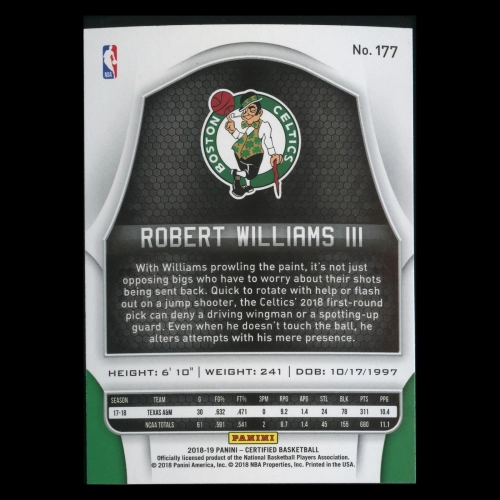 Robert Williams III RC 2018-19 Certified Rookie Celtics
