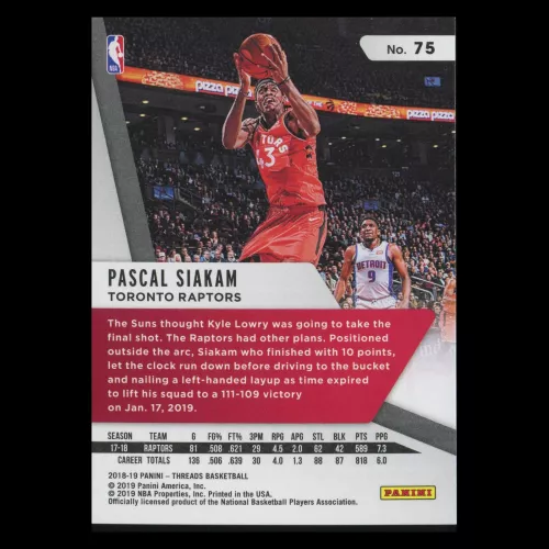 Pascal Siakam 2018-19 Threads Raptors 97/199