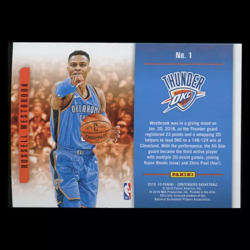 Russel Westbrook 2018-19 Contenders Playing the Numbers Game Thunder