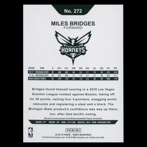 Miles Bridges RC 2018-19 Hoops Rookie Hornets