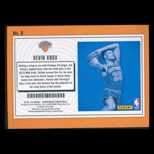 Kevin Knox RC 2018-19 Contenders Rookie Lottery Ticket Knicks