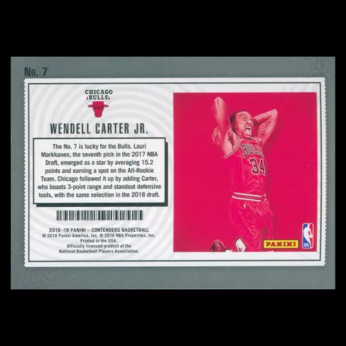 Wendell Carter Jr. 2018-19 Contenders Lottery Ticket Bulls