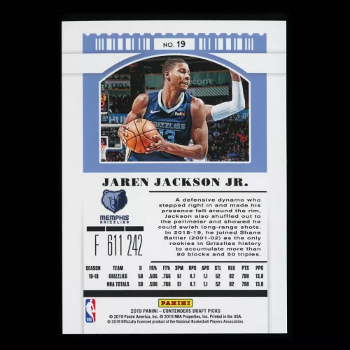 Jaren Jackson Jr. 2019 Contenders Draft Picks Season Ticket Grizzlies