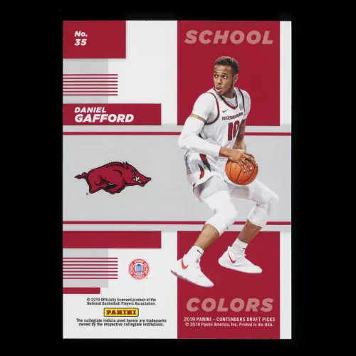 Daniel Gafford RC 2019 Contenders Draft Picks Rookie School Colors Razorbacks/Bulls