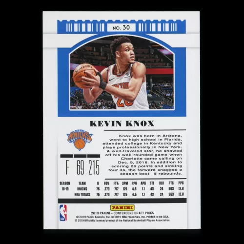 Kevin Knox 2019 Contenders Draft Picks Season Ticket Knicks