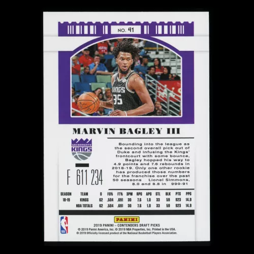 Marvin Bagley III 2019 Contenders Draft Picks Season Ticket Kings