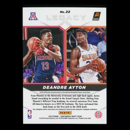 Deandre Ayton 2019 Contenders Draft Picks Legacy Suns