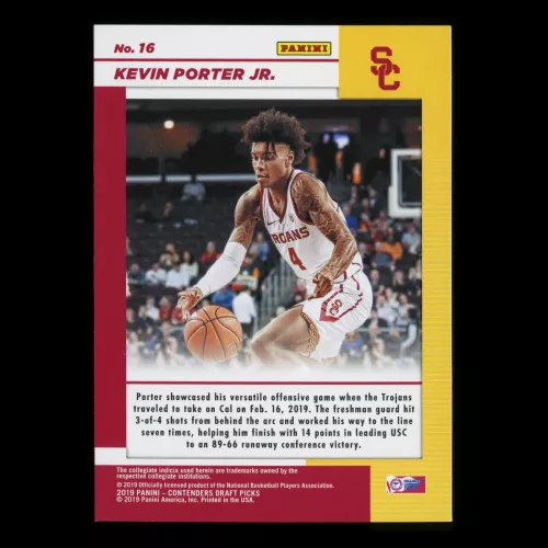 Kevin Porter Jr. RC 2019 Contenders Draft Picks Rookie Game Day Ticket Trojans/Cavaliers