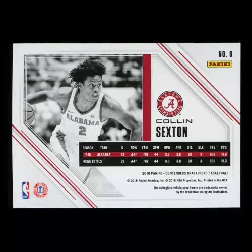 Collin Sexton RC 2018 Contenders Draft Picks Rookie Game Day Ticket Cavaliers