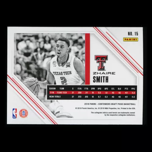 Zhaire Smith RC 2018 Contenders Draft Picks Rookie Game Day Ticket 76ers