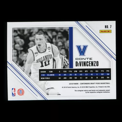 Donte DiVincenzo RC 2018 Contenders Draft Picks Rookie Game Day Ticket Bucks