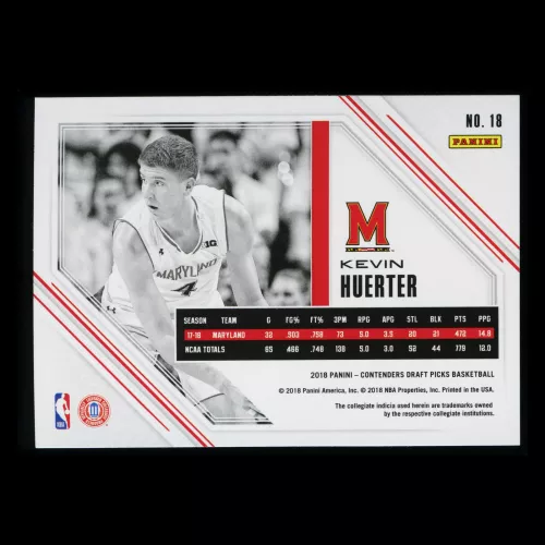 Kevin Huerter RC 2018 Contenders Draft Picks Rookie Game Day Ticket Hawks